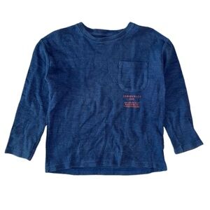 6T ZARA  boys waffle long sleeved crewneck blue shirt tee